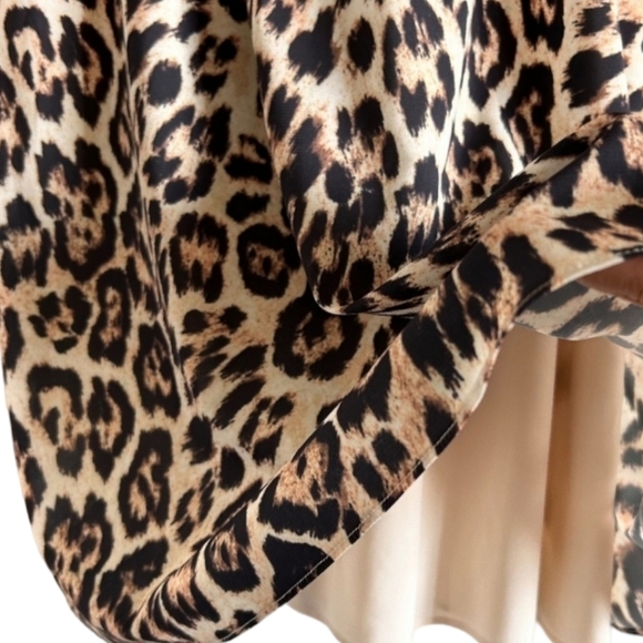 Alice + Olivia Shelie Leopard Open Back Dress Blk/Brn/Tan Cap Sleeve Lined Sz XS - Picture 7 of 16